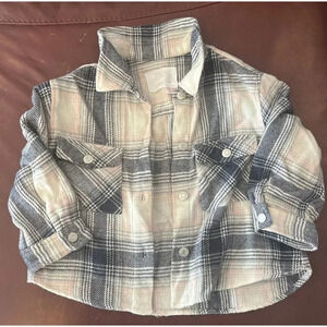 Girl's Zara Pink Linen Cotton Long Sleeve Plaid Flannel Button Up Shirt 4-5 Yrs
